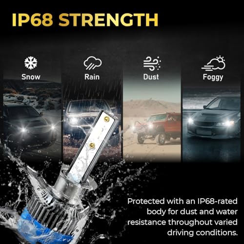 Audio Wheels H1-60W Car Led Headlight Bulbs,16,000 Lumens Super Bright LED Headlight Conversion Kit for Cars 6000K Cool White Quick Installation Halogen Replacement, (H1-60W) - Image 5