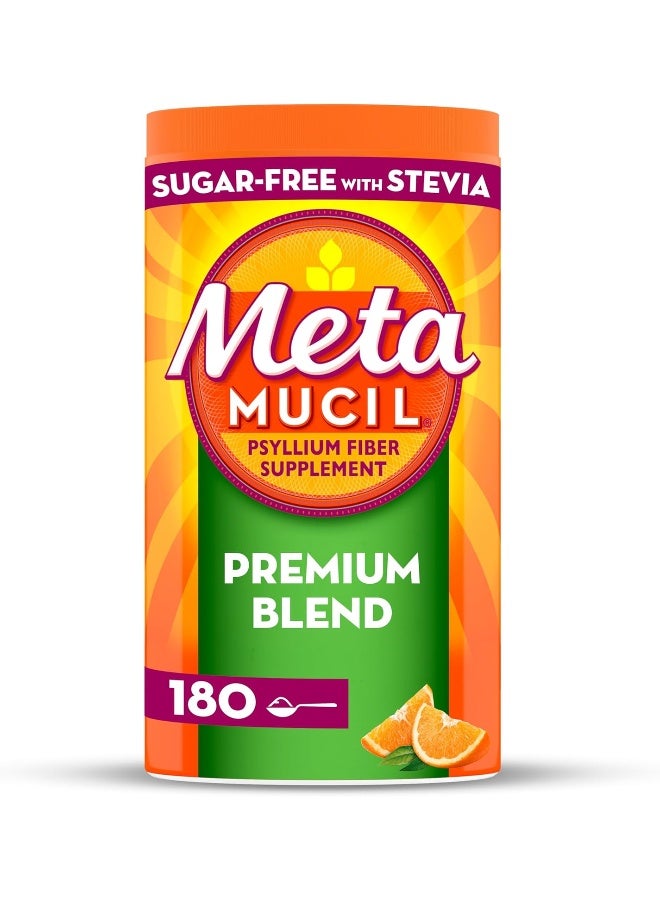 Metamucil Metamucil Premium Blend, Fiber Supplement, Natural Psyllium Husk Fiber, Plant Based, Sugar-Free with Stevia, 4-in-1 Fiber for Digestive Health, Orange Flavored  - Image 1