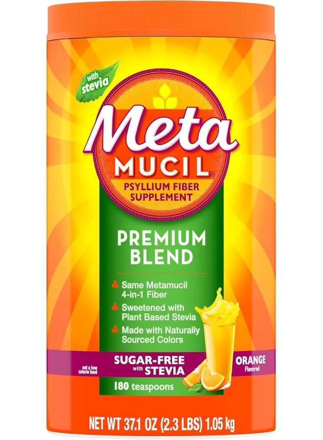 Metamucil Metamucil Premium Blend, Fiber Supplement, Natural Psyllium Husk Fiber, Plant Based, Sugar-Free with Stevia, 4-in-1 Fiber for Digestive Health, Orange Flavored  - Image 2