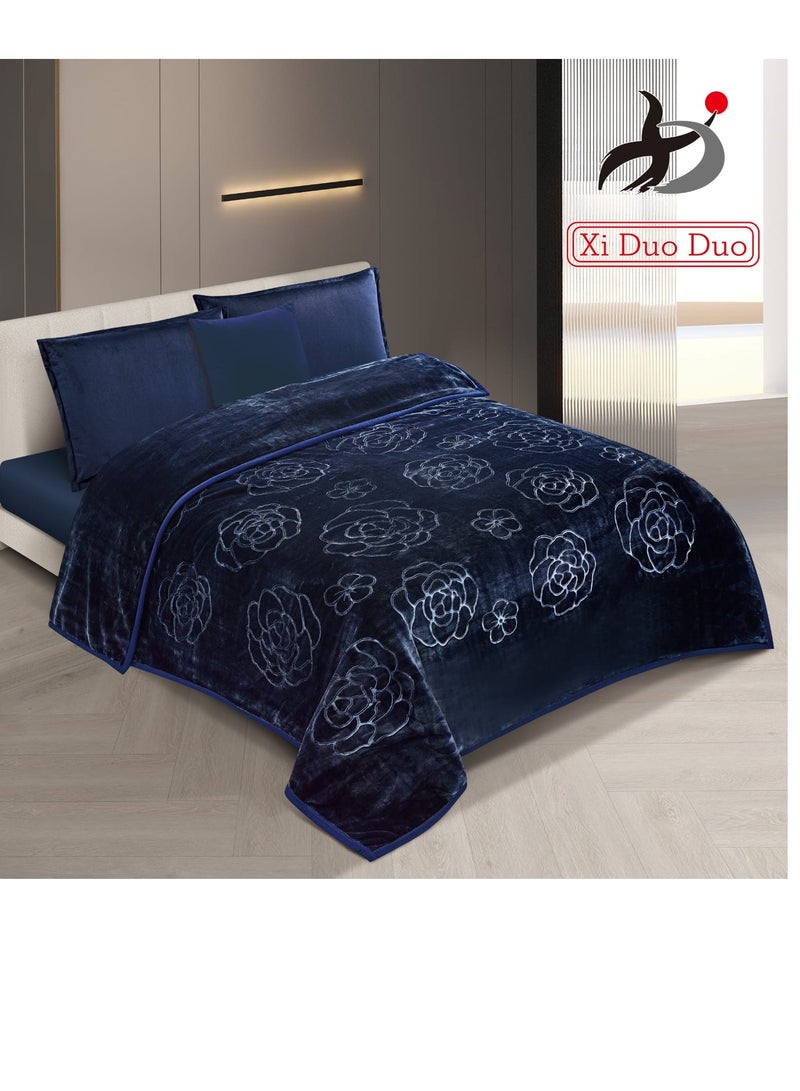 Xi Duo Duo Single winter blanket, plain embossed design, ultra-soft texture, measuring 160 x 220 cm