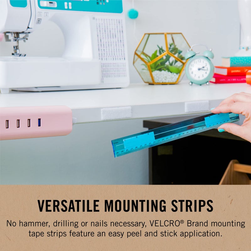 VELCRO Brand مجموعة VELCRO ECO | 24 مجموعة | شرائط تعليق Stick'EM مع لاصق | تركيب سهل | 2-1/2 بوصة × 3/4 بوصة، بيضاء مع ظهر لاصق - Image 4