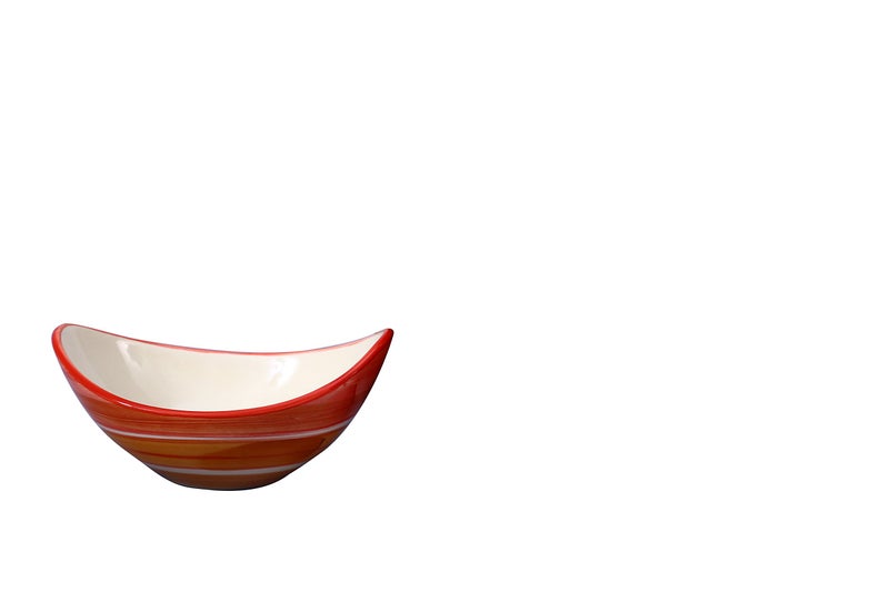 Caffeine Ceramic Handmade Orange Beige Snack Bowl 5.5 Inch (Set of 2) - Image 2