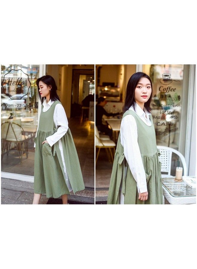 KKTOCHVC Premium Plus Size Apron With Pockets Adjustable Waistline Bib Apronsoft Cotton Blend Apron Pinafore Dress For Baking Cooking Gardening( Xlgreen) - Image 5