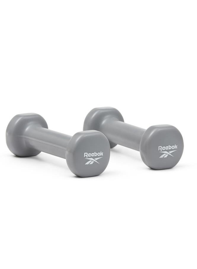 ريبوك دمبلز مطاطية سداسية ثابتة – 1 كجم (زوج)، هادئة ومستقرة ومتينة للتدريب المنزلي والعلاج الطبيعي - Image 1