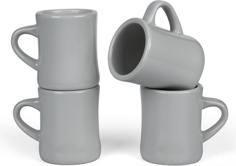 CAILIDE 11oz White Diner Coffee Mug Set of 4 Ceramic Mugs Great for Kitchen Set Travel and Hot Tea Grey - Image 1