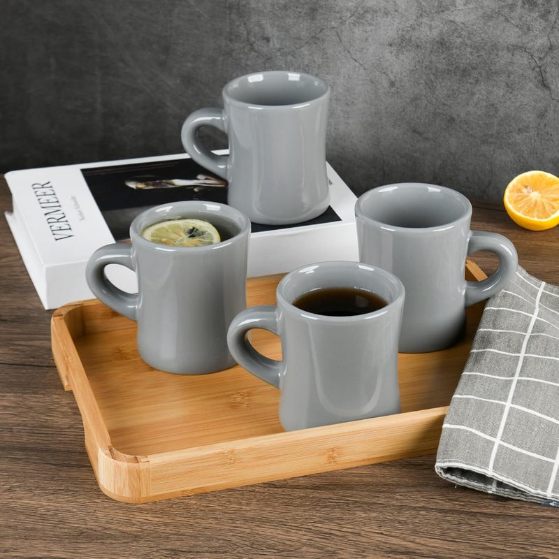 CAILIDE 11oz White Diner Coffee Mug Set of 4 Ceramic Mugs Great for Kitchen Set Travel and Hot Tea Grey - Image 5