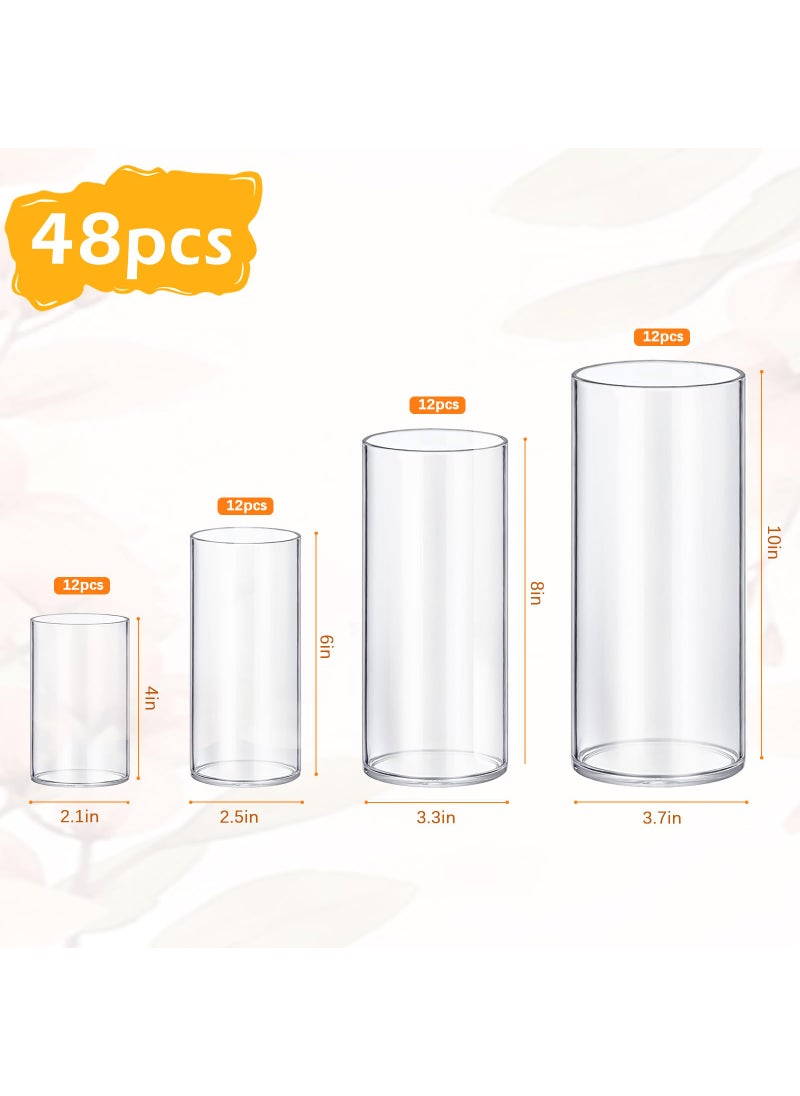 HomJoy 8 Pack Glass Cylinder Vases 4 6 8 10 Inch Tall Clear Flower Vase Hurricane Floating Candle Holder for Table Centerpiece Wedding Home Decor  - Image 2