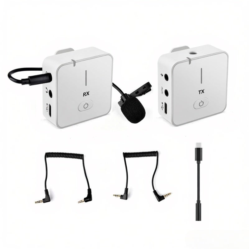 MX5 2.4G Wireless Recording Microphone System with Transmitter Receiver Clip-on Lavalier Mic 50M Effective Range Built-in Battery for Type-C& 3.5mm Smartphone DSLR Camera DV Vlog Video - Image 1