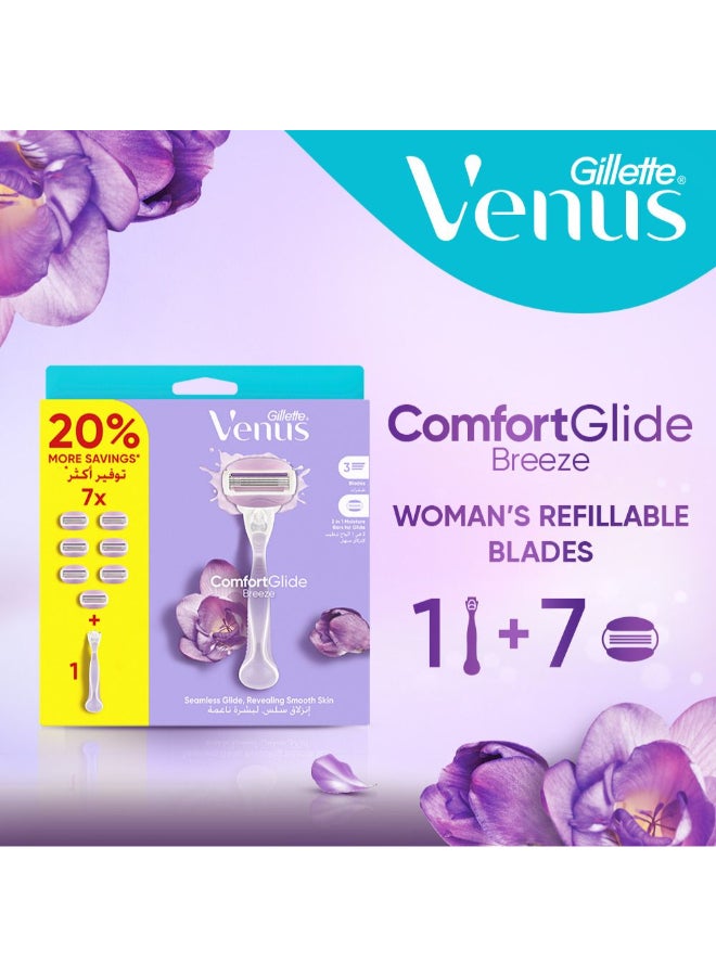 Venus شفرة حلاقة جيلت فينوس كومفورت جلايد بريز مع قضبان الجل + 7 شفرات احتياطية - Image 2