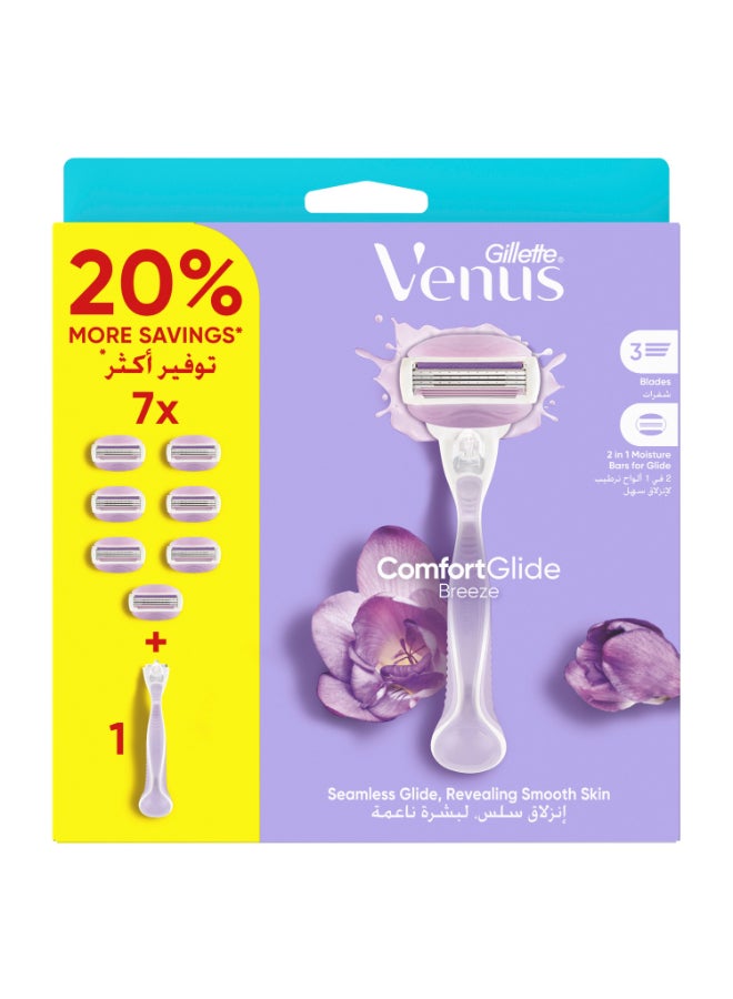 Venus شفرة حلاقة جيلت فينوس كومفورت جلايد بريز مع قضبان الجل + 7 شفرات احتياطية - Image 1