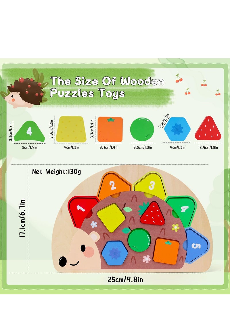 XICEN Wooden Hedgehog Jigsaw Puzzle, Kids Montessori Color & Shape Sorting Toy,  Early Developmental Toy for 2 3 4 5 Year Old Boys Girls, Color Shape Matching Game - Image 2