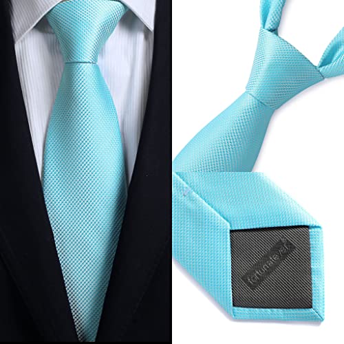 fortunatever Blue Sky Ties For Men,Mens Solid Necktie With Pocket Square+Gift Box,58"×3.35" - Image 3