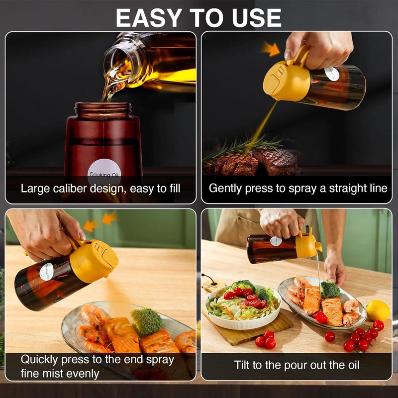 SweeHo Oil Sprayer for Cooking, 2 In 1 Oil Dispenser and Oil Sprayer (Orange+Dark Brown) - Image 4