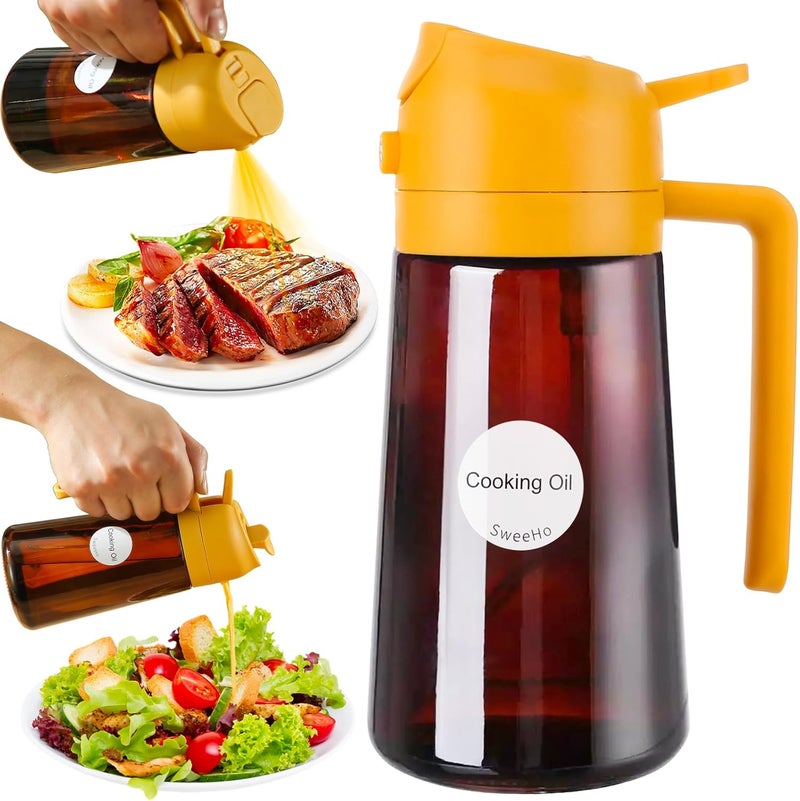 SweeHo Oil Sprayer for Cooking, 2 In 1 Oil Dispenser and Oil Sprayer (Orange+Dark Brown) - Image 1