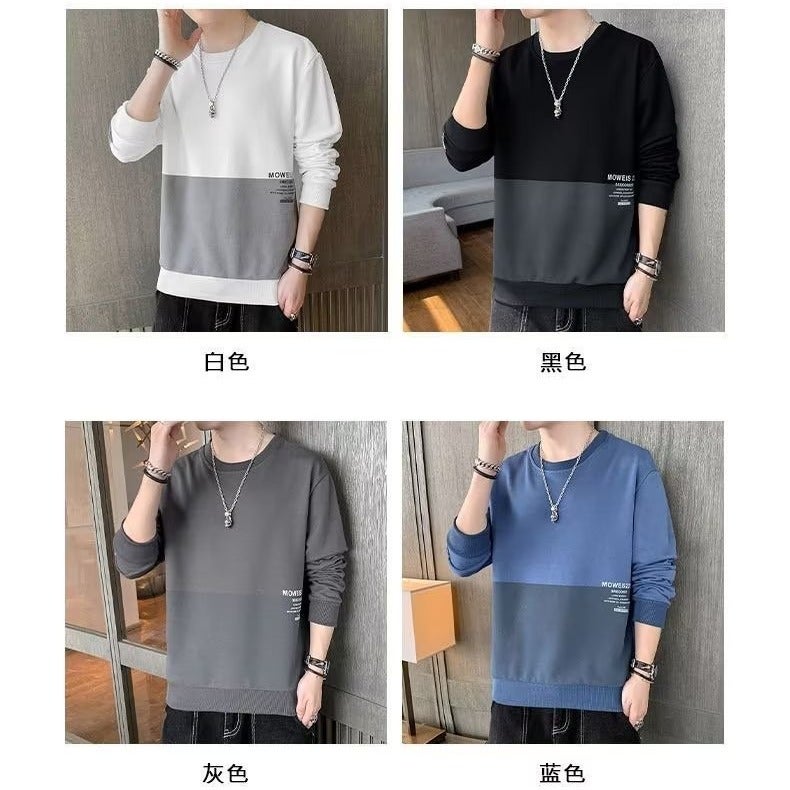 Long Sleeve T-Shirt Men'S New Fashion Color Matching Letter Design Spread All-Match Elastic And Comfortable - Image 4