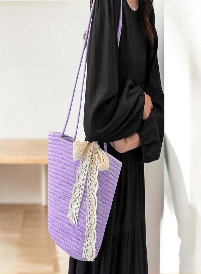 DYARCHY Stylish Women's Straw & Polyester Tote Handbag Ribbon Attached With Bag for Office, Travel, Vacations & Shopping - Image 3