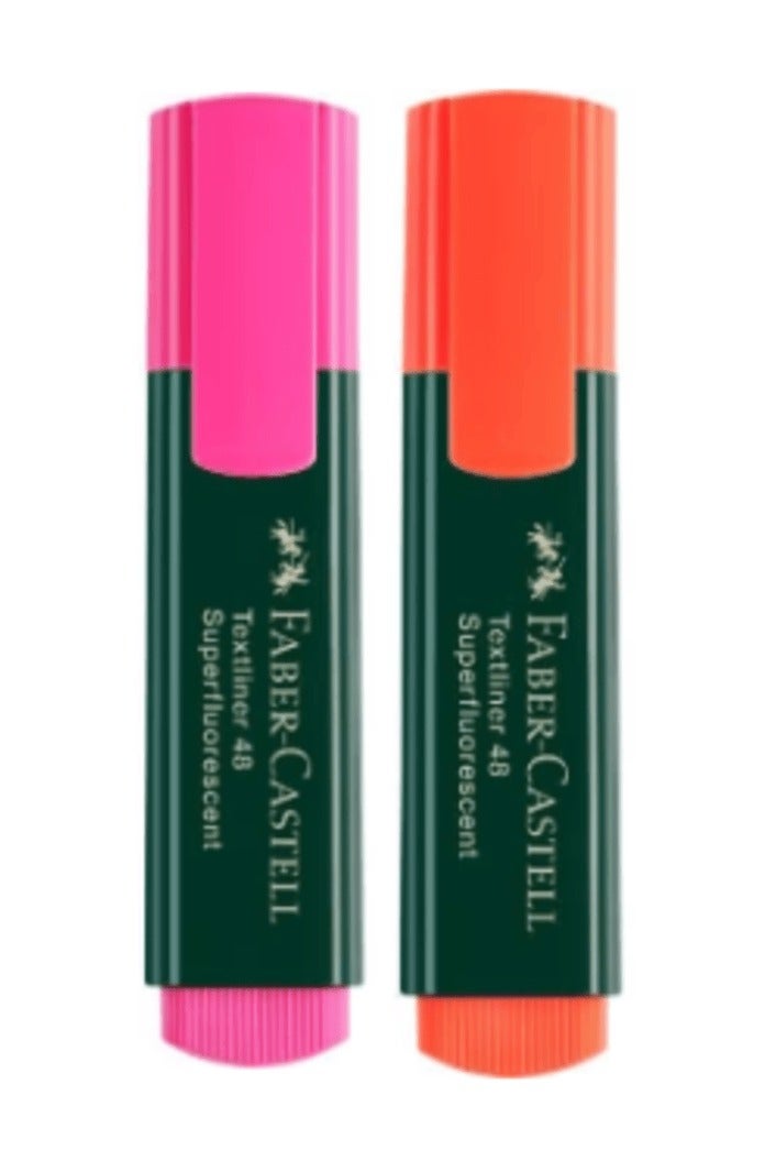 فابير كاستل اقلام هايلايتر 48 - برتقالي + اقلام هايلايتر 48 - زهري - Image 1