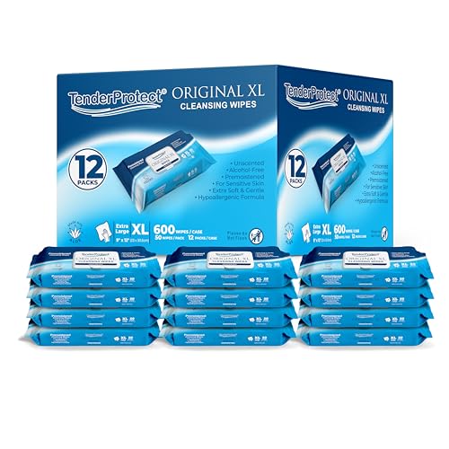 TenderProtect Original XL Premium Adult Wipes 600 Ct ExtraLarge 9x12 Wet Wipes with Aloe Wash Cloths for Babies Elderly Incontinence Hands Body Cleaning - Image 2