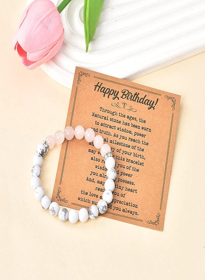 YangQian Happy Birthday Gifts Bracelet for Women Mom Daughter Bff Bead Bracelet with Engraved Bday Gift Card Birthday Presents for Women Ladies Birthdate Bracelet Accessories Gifts for Friend Female Couple Wife - Image 3