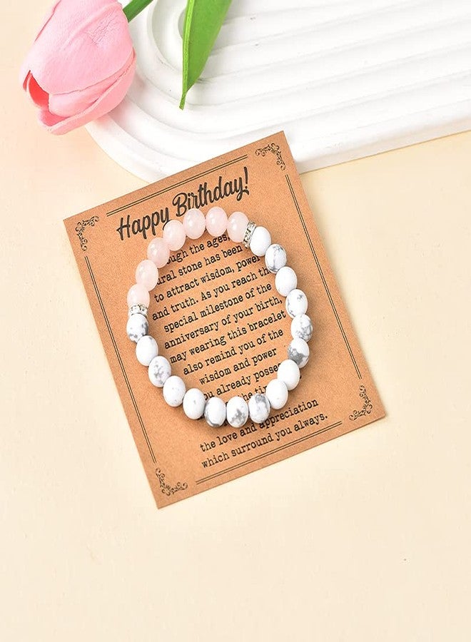 YangQian Happy Birthday Gifts Bracelet for Women Mom Daughter Bff Bead Bracelet with Engraved Bday Gift Card Birthday Presents for Women Ladies Birthdate Bracelet Accessories Gifts for Friend Female Couple Wife - Image 4