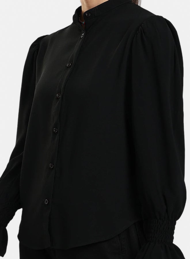 Carina بلوزة رافلز عتيقة سوداء - Image 4