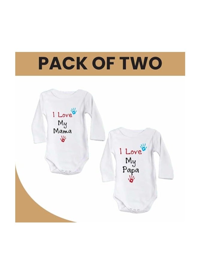 PRINTSHOP4ME Pack Of 2 Baby Romper Mama And Papa Printed-Soft Cotton Long Sleeve Bodysuits For Newborns,Infants And Toddlers-Unisex Baby Onesies For Boys And Girls - Image 2