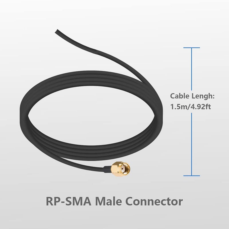 POBADY WiFi Antenna 2.4G /5G/5.8G Dual Frequency 12dBi MIMO Omnidirectional Signal Booster Magnetic Base RP-SMA Adapter 1.5M 4.9ft for PCIE Network WiFi Card Router External Antenna Wireless WLAN - Image 2