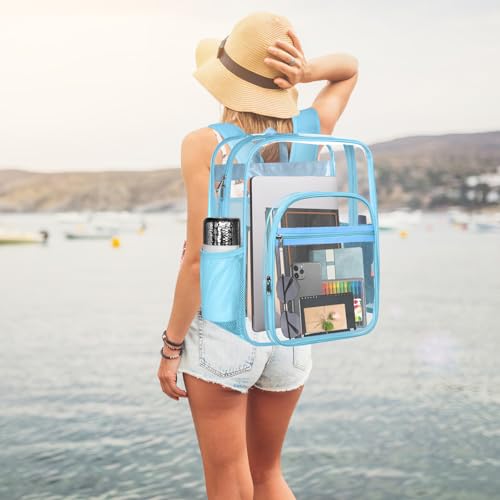 SDFGHG Clear Backpack,Sturdy Shape Heavy Duty Large Clear Backpack,Casual Daypacks (Blue) - Image 5