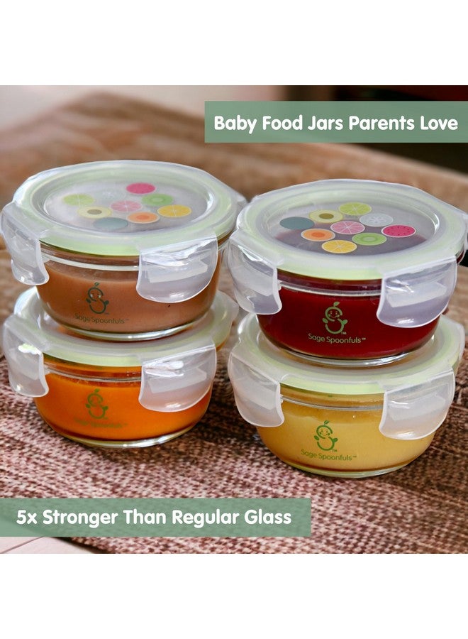 Sage Spoonfuls Glass Baby Food Containers with Lids - 4 Pack, 7 oz Baby Food Jars, Durable, Leakproof & Airtight, Freezer Storage, Reusable Glass Baby Food Containers, Microwave & Dishwasher Safe - Image 2