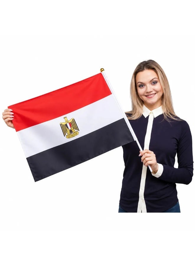 أعلام مصرية محمولة باليد للمهرجانات وكأس العالم  ومنتخب مصر وفعاليات اليوم الوطني بتصميم مزدوج الجوانب للحفلات والاحتفالات والديكور، حجم أكبر من متوسط40  سم × 30 سم، 12 قطعة الأكثر مبيعا 1 - Image 2