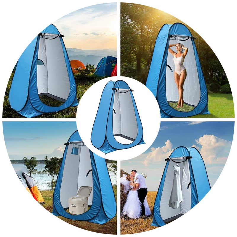 Pop-Up Stand Up Tent: 47.2x47.2x74.8 Inches Blue Tear-Resistant 170T Polyester - Spacious Ventilated Privacy Shelter for Outdoor Camping, Portable Toilet Shower, Backstage Dressing Use - Image 5