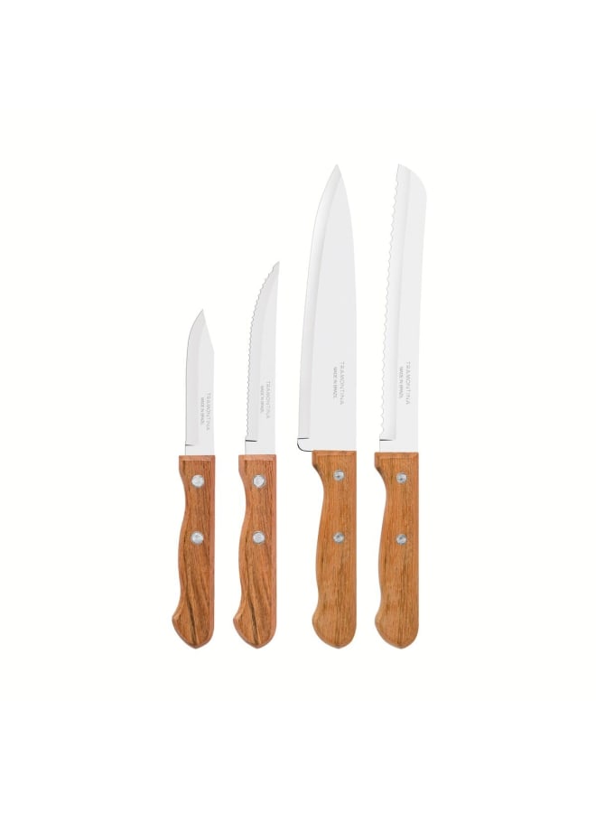 TRAMONTINA TRAMONTINA 4 Piece Chef Knives Set – Stainless Steel Kitchen Knives with Natural Wood Handles – Professional Cutting Tools for Meat, Vegetables & Fruits – Sharp & Durable Blades  - Image 2