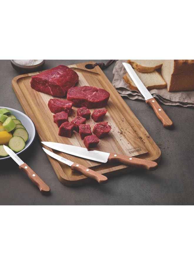 TRAMONTINA TRAMONTINA 4 Piece Chef Knives Set – Stainless Steel Kitchen Knives with Natural Wood Handles – Professional Cutting Tools for Meat, Vegetables & Fruits – Sharp & Durable Blades  - Image 3