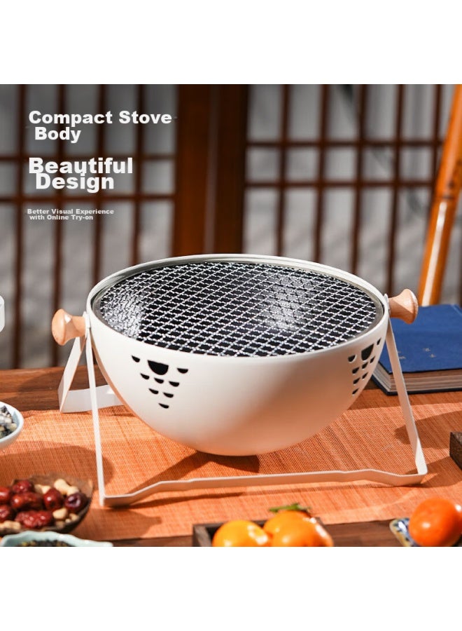 Suncojia Barbecue Grill, Tea Brewing Stove, Smokeless Grilling Pan, Wooden Charcoal Grill, Korean-Style Smokeless Charcoal Barbecue Stove - Image 5