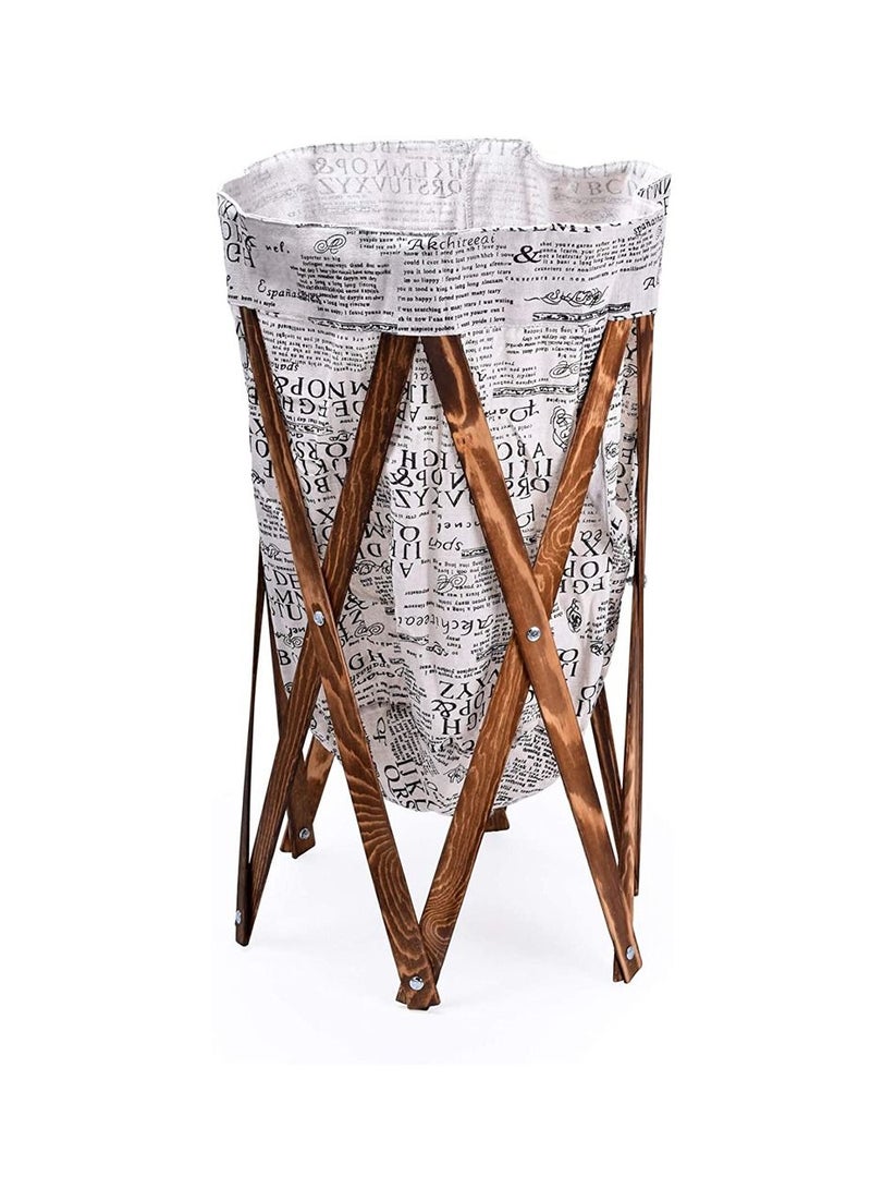 FFD Laundry Basket Bin With Wooden Frame Dirty Cloth Hamper For Baby Nursery Dog Toy Blanket Storage Organizer Portable Folding Basket For Clothes - Image 4