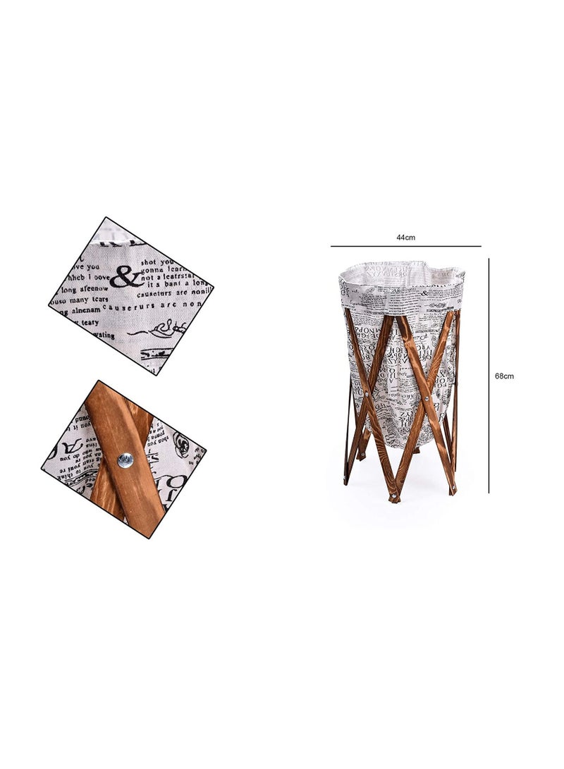 FFD Laundry Basket Bin With Wooden Frame Dirty Cloth Hamper For Baby Nursery Dog Toy Blanket Storage Organizer Portable Folding Basket For Clothes - Image 5