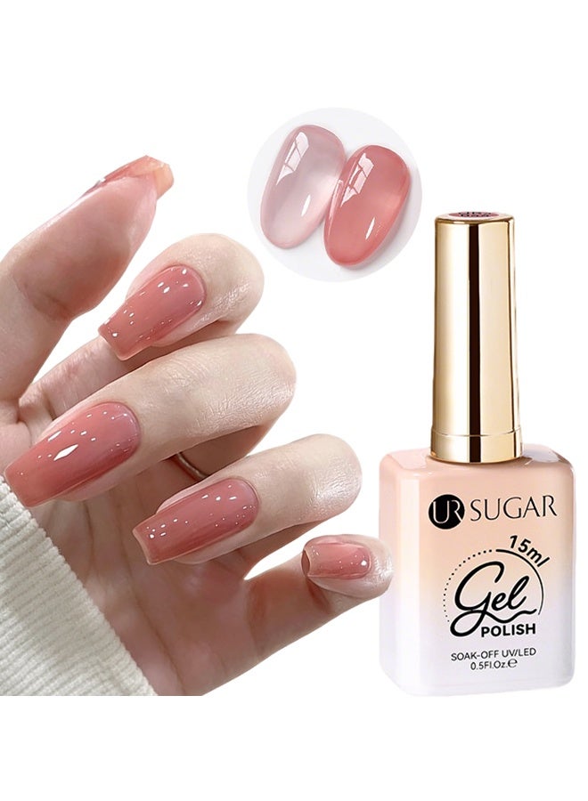 UR SUGAR Gel Polish, Nude Pink Gel Polish Sheer Neutral Color Jelly Gels Nail Polish Natural Translucent Soak Off UV Nails for Nail Art French Manicure at Home - Image 1