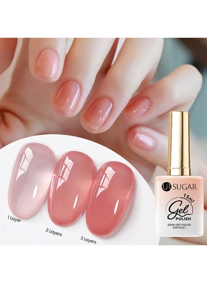 UR SUGAR Gel Polish, Nude Pink Gel Polish Sheer Neutral Color Jelly Gels Nail Polish Natural Translucent Soak Off UV Nails for Nail Art French Manicure at Home - Image 2