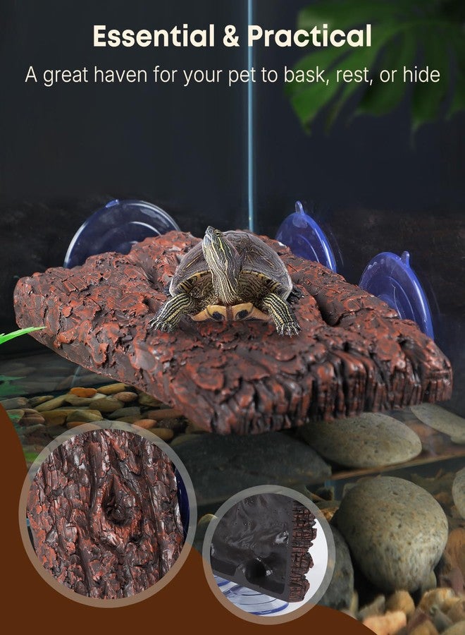 باوفلي منصة تشمس السلاحف من باوفلاي - قاعدة راتنجية مزودة بثلاثة أكواب شفط للسلاحف المائية والضفادع، ملحق لحوض السلاحف - Image 5