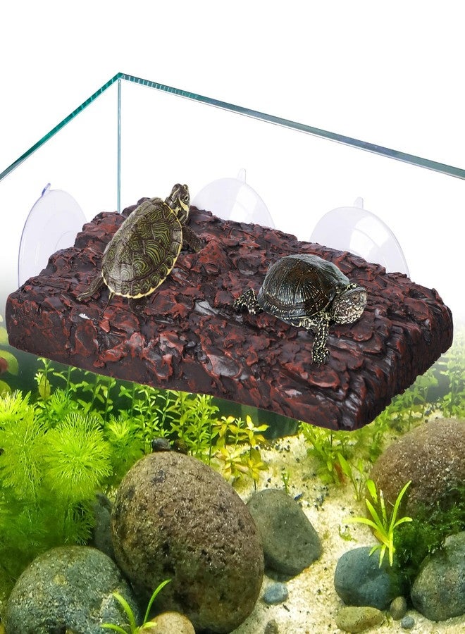 باوفلي منصة تشمس السلاحف من باوفلاي - قاعدة راتنجية مزودة بثلاثة أكواب شفط للسلاحف المائية والضفادع، ملحق لحوض السلاحف - Image 1