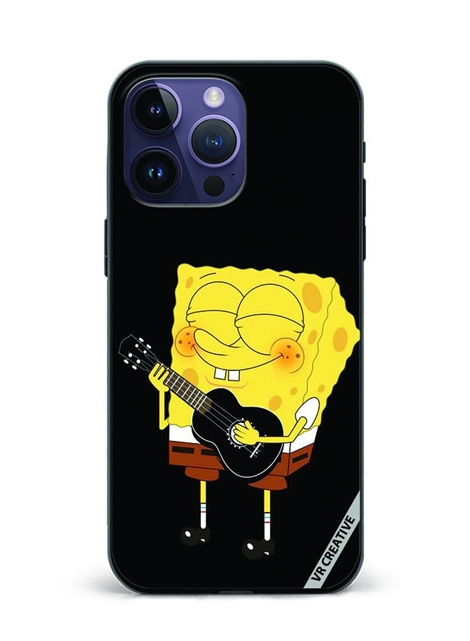 Protective Case Cover For Apple iPhone 16 Pro Max Spongebob With Guitar Design Multicolour
