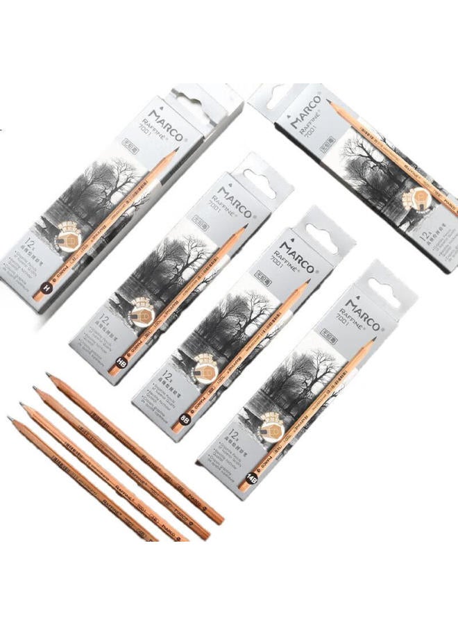 Marco 12B Sketching Pencils 12-Pack Wood Professional Art Hexagonal Rod Hand Drawing Sketching Pen Paper Box Set Student Beginner Exam Drawing Special 7001-12B Art Sketching - Image 3