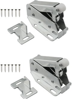 2 Sets Cabinet Door Push to Open Latch (58mm Silver) with Screws x12 Cabinet Door Bouncer Micro Elephant Trunk Mini Hook Push Bouncer Cabinet Self Locker for Wardrobe Bookcase Drawer
