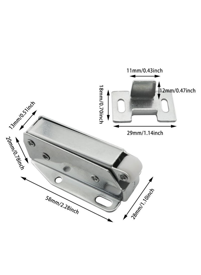 Generic - 2 Sets Cabinet Door Push to Open Latch (58mm Silver) with Screws x12 Cabinet Door Bouncer Micro Elephant Trunk Mini Hook Push Bouncer Cabinet Self Locker for Wardrobe Bookcase Drawer - Image 1