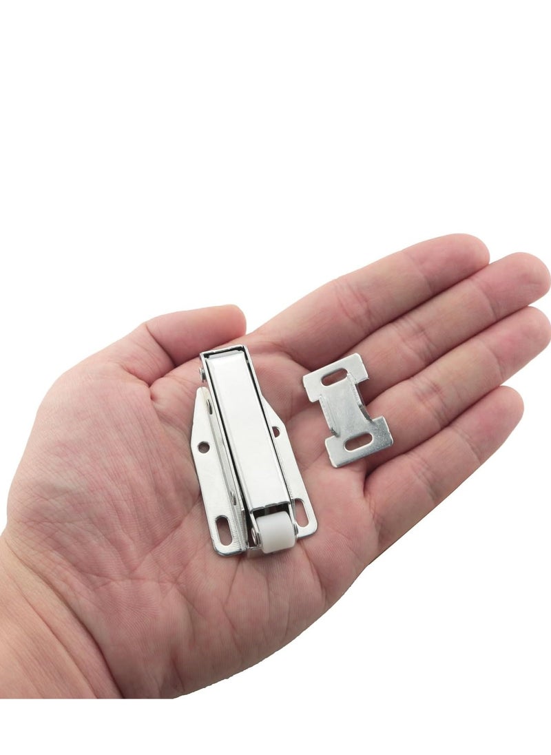 Generic - 2 Sets Cabinet Door Push to Open Latch (58mm Silver) with Screws x12 Cabinet Door Bouncer Micro Elephant Trunk Mini Hook Push Bouncer Cabinet Self Locker for Wardrobe Bookcase Drawer - Image 1