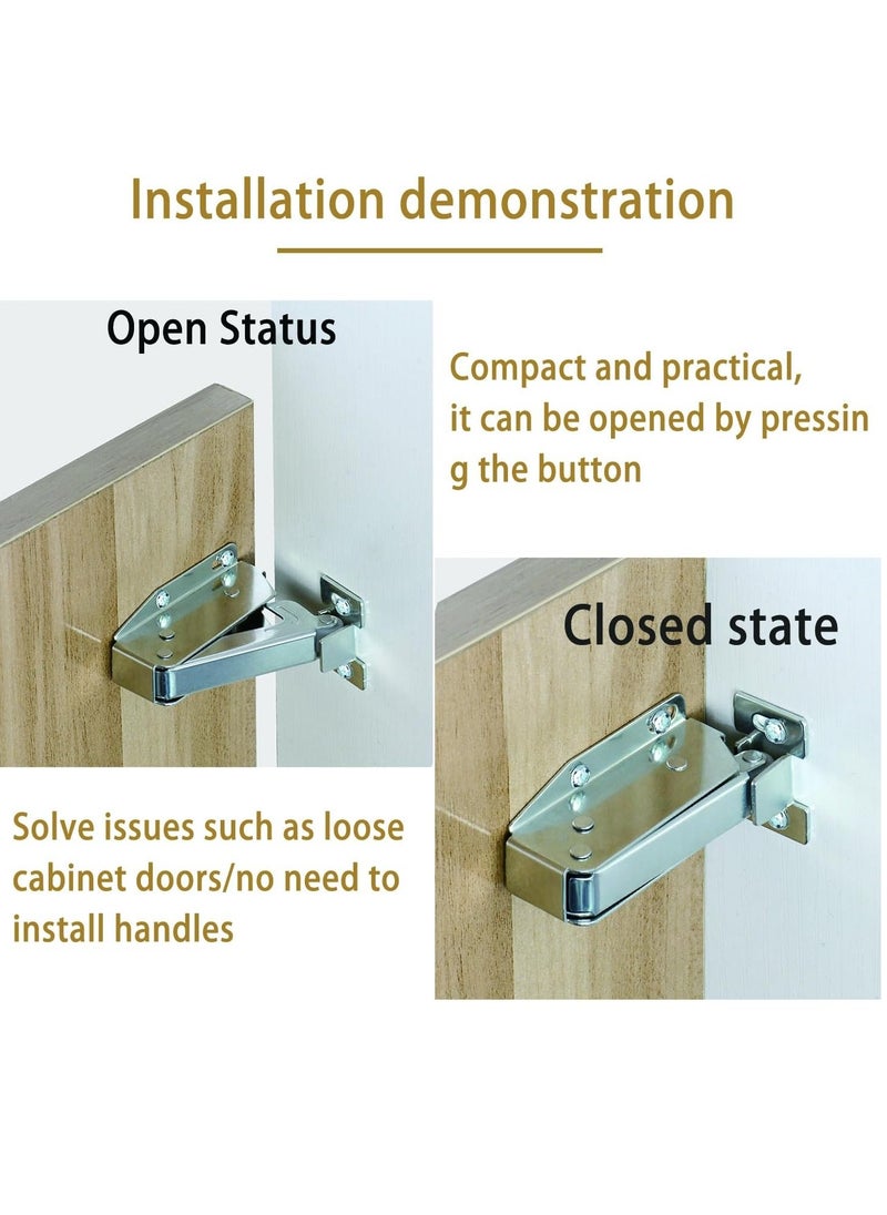 Generic - 2 Sets Cabinet Door Push to Open Latch (58mm Silver) with Screws x12 Cabinet Door Bouncer Micro Elephant Trunk Mini Hook Push Bouncer Cabinet Self Locker for Wardrobe Bookcase Drawer - Image 1