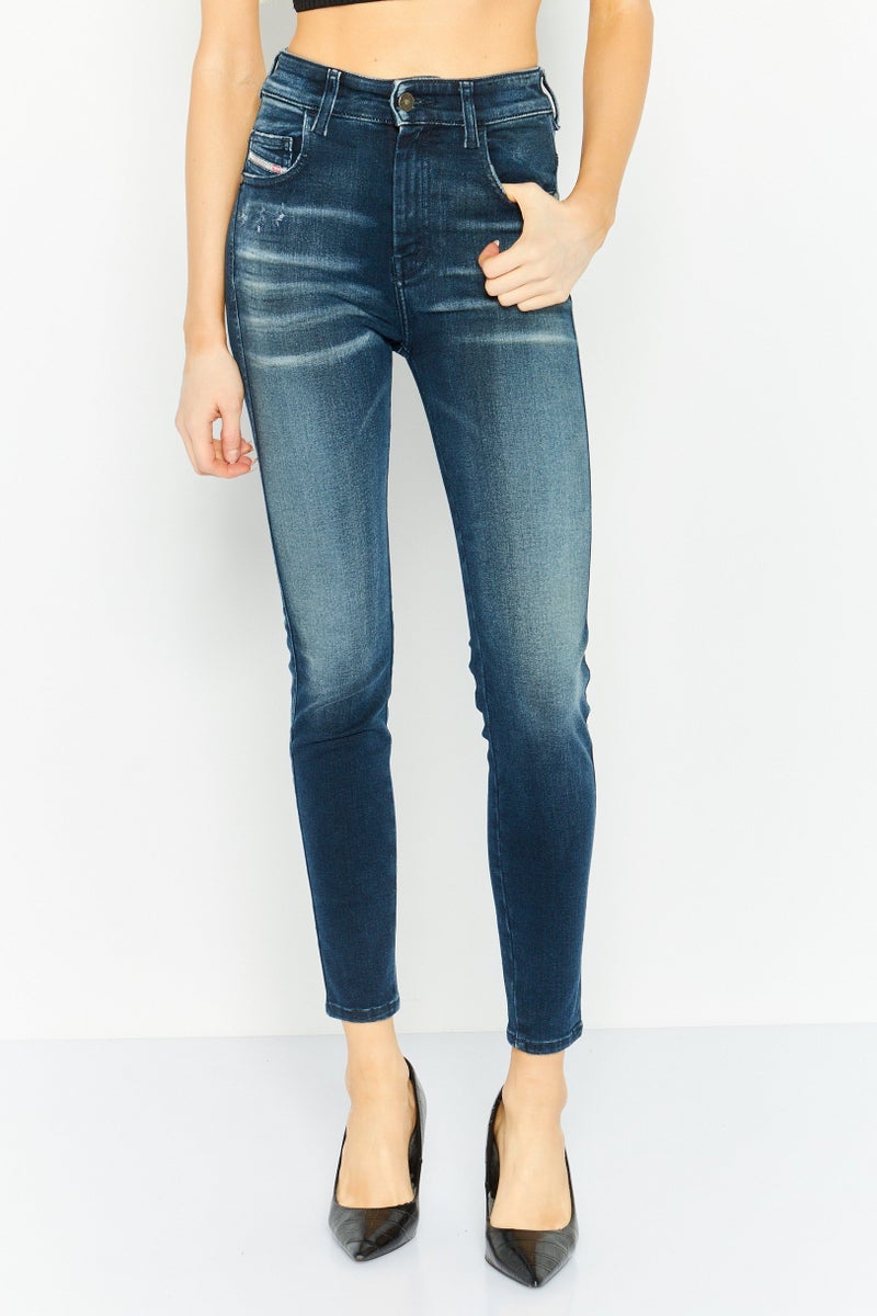 DIESEL Women Skinny Fit Washed Stretchable Straight Leg Denim, Navy Blue - Image 1