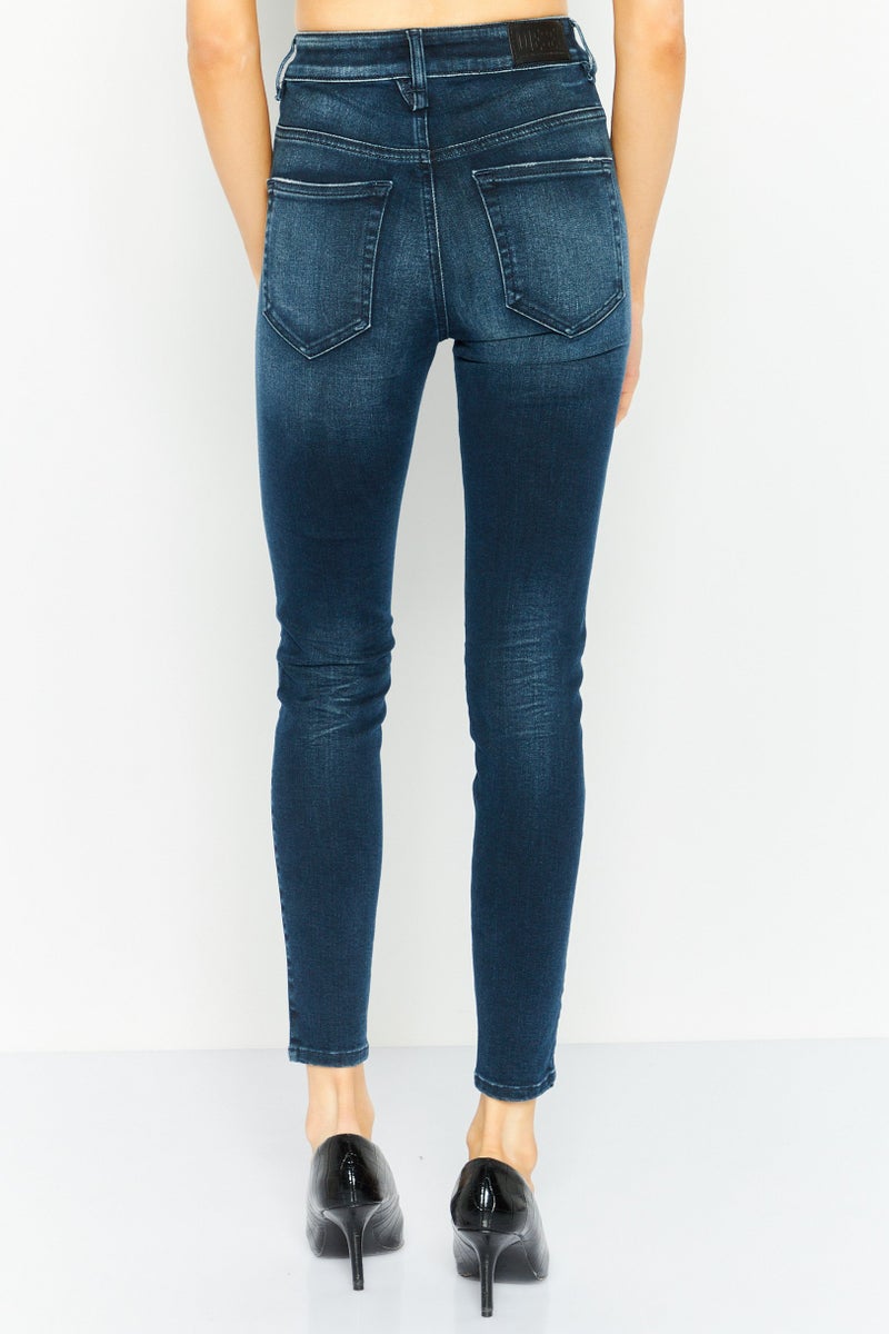 DIESEL Women Skinny Fit Washed Stretchable Straight Leg Denim, Navy Blue - Image 4