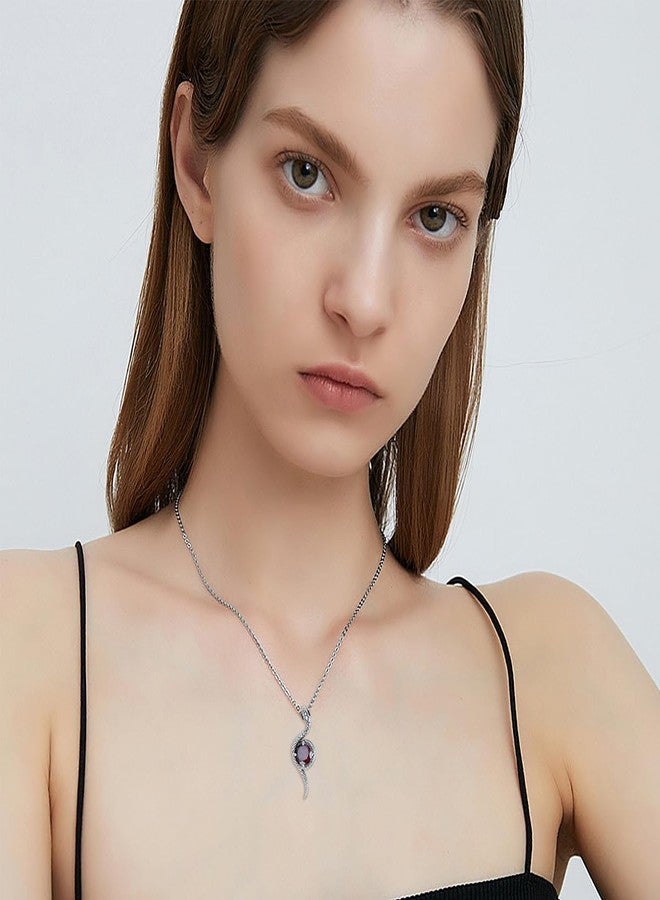 LONAGO Snake Necklace with Garnet Birthstone Snake Pendant Necklace Jewelry Gift for Women (January - Garnet) - Image 4