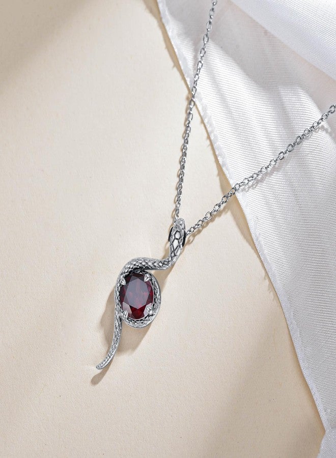 LONAGO Snake Necklace with Garnet Birthstone Snake Pendant Necklace Jewelry Gift for Women (January - Garnet) - Image 3